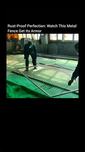 Circilis on Instagram: "Metal fences get their long-lasting strength from a process called powder coating. The fence is first cleaned and grounded, then dipped or sprayed with a fine green powder made of charged resin particles. Because of electrostatic attraction, the powder sticks evenly to every edge, corner, and weld — even places liquid paint can’t reach. Once coated, the fence is heated in an oven where the powder melts, flows, and chemically bonds into a solid protective skin. The result 