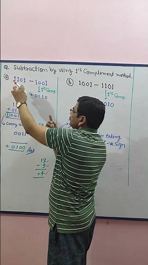Binary Subtraction using 1's Complement method | By Mathur Sir #shorts
