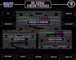 No Signal Twitch Overlay - RGB Glitch - Static TV - Retro TV Stream Pack - Dark Stream - Animated Screens / Alerts / Cam / Transition - Etsy