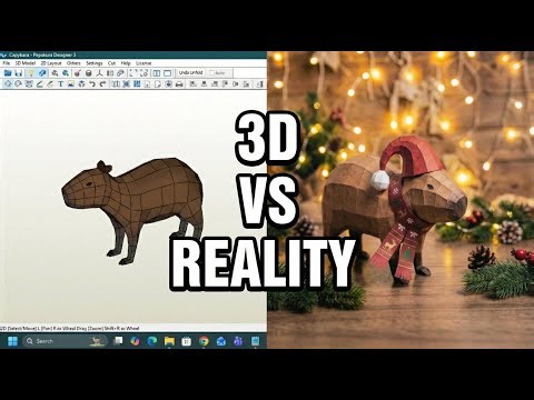 3D to Paper: Christmas Capybara #Papercraft #Capybara #Pepakura #DIY #ChristmasCrafts #lowpoly