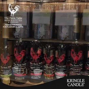 We’re more than just candles at our Flagship store! Featuring The Farm Table premium olive oils and vinegars 🐓 — perfect pairings for flavorful gifts. Which olive oil or vinegar is your favorite? Our Flagship store is open Friday, December 11 through Sunday, December 13 from 11:00am - 7:00pm. | Kringle Candle Company
