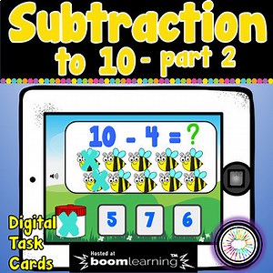 Subtraction to 10 - Cross Out Strategy Boom Cards™ | Digital Task Cards