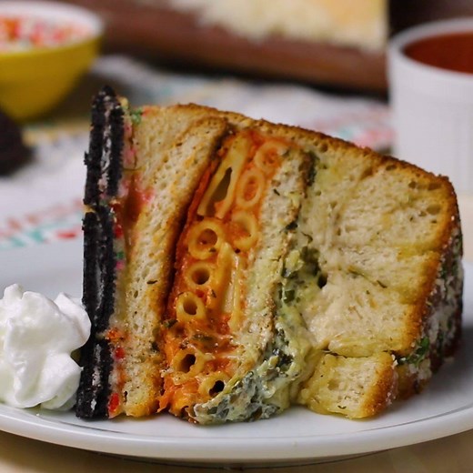 906K views · 1.2K reactions | The 4-Layer Pie: each layer, separated by pizza dough, is a different course: garlic knots, spinach dip, pasta bake, and a giant cookie base. Don’t @ us, just dig in! Recipe: https://tasty.co/recipe/leap-day-4-layer-pie | Tasty | Facebook