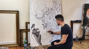 HAPPY EASTER ALL! 🐣Here’s how I’m spending mine. Thought I’d show you a little WIP of a painting I’m working on 👀 Currently laying down the rough details before colour washes and then painting over everything you see here! Off to nibble some chocolate now... 👅💦 Love to you all! Loads of Signed A2 Size Art Prints available with FREE WORLDWIDE SHIPPING available over at 👇🏼 www.christopherlovell.com/shop | The Art of Christopher Lovell