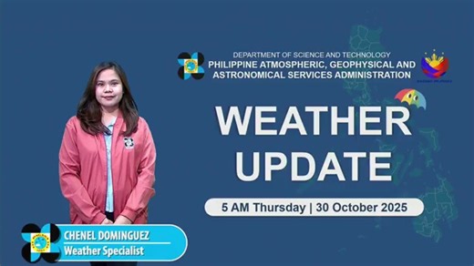 State weather bureau PAGASA gives a weather update as of 5 AM today, October 30, 2025. COURTESY: DOST-PAGASA | GMA News