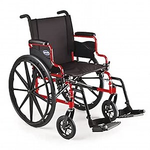 Invacare 9000 XT Manual Wheelchair for Adults | Lightweight Folding Wheelchair | 18 Inch Seat Width | Footrests & Desk Arms | Electric Red