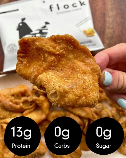 9.5K views · 13K reactions | With the crispy and crunchy texture of potato chips and even more protein than jerky, Flock Chicken Chips are the ultimate zero carb snack! | Flock Chicken Chips | Facebook