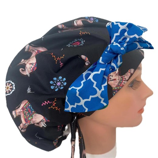 Bouffant Surgical Scrub Cap: Medical Floral Hat / Elegant Elephants - Etsy