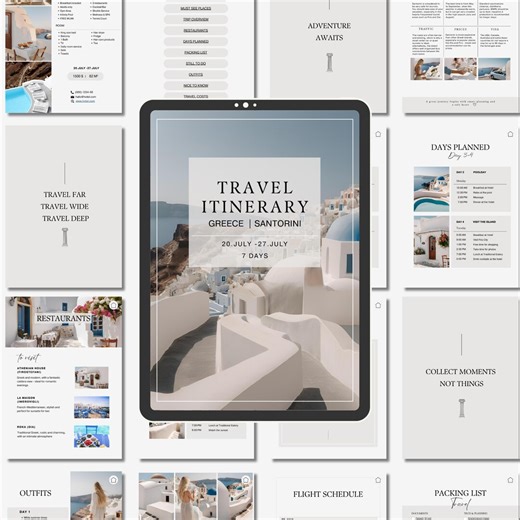 旅行旅程テンプレート | Canva テンプレート |インスタントダウンロード |デジタル旅程 |旅行日程 |休暇の旅程 |ギリシャの旅程 - Etsy 日本