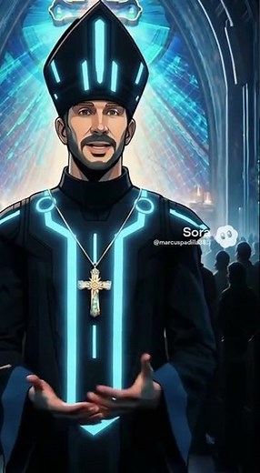 My Face As A Tron Program Is A Bishop Giving A Sermon.(Sora-AI)
