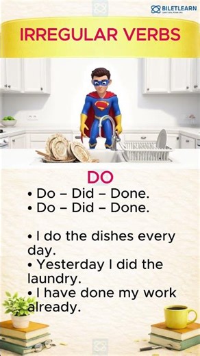 Master Irregular Verbs: DO - DID - DONE | BILETLEARN | Learn One, Know Two.