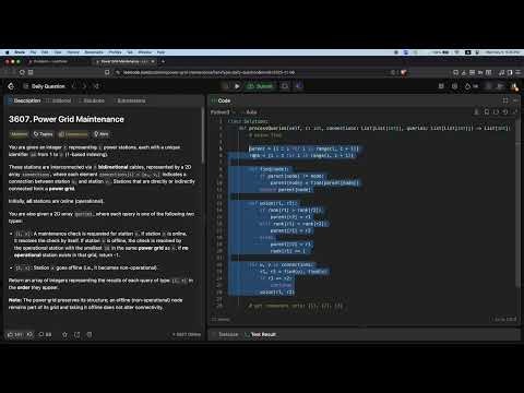 LeetCode 3607 - Power Grid Maintenance | Practice | Walkthrough