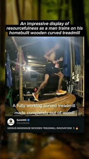 Genius DIY Gym! Guy Builds a Fully Functional Curved Wood Treadmill at Home! 🏃‍♂️🪵💪