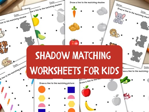 70 Shadow Matching Worksheets for Kids, Toddler Learning Folder, Preschool Activity Pages, Animal & Fruit Matching Game,digital Download PDF - Etsy UK