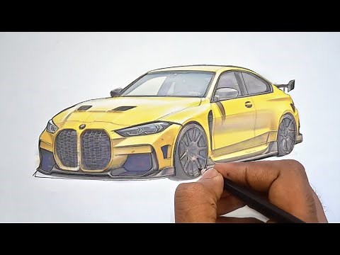 BMW M4 Competition Pencil Drawing - Easy Tutorial | How To Draw a BMW M4 😍