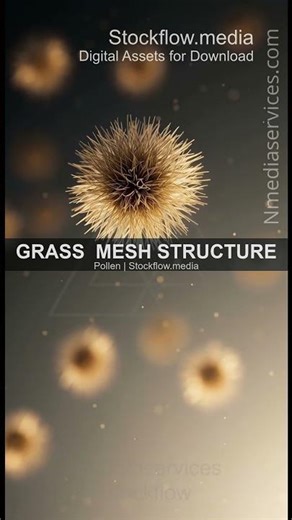 Grass Mesh Structure | Pollen | Microscopic - Vertical Stock Footage
