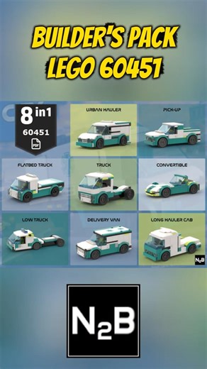 8 LEGO Vehicles From 1 Set! 🚑 60451 Builder's Pack is CRAZY! 🤯#lego #shorts