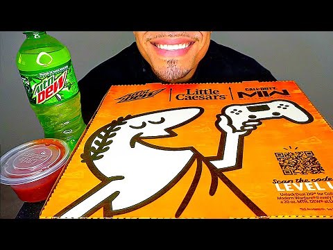 ASMR LITTLE CAESARS CALL OF DUTY MODERN WARFARE 2 PIZZA MTN DEW MUKBANG EATING MOUTH SOUNDS JERRY