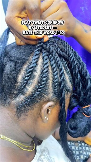 Flat Twist Cornrow - Rate Student Work #africanhairstyle #braids #flattwistcornrow #cornrows