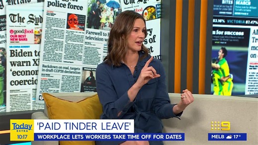 Would you take a day off of work to go on a date? 👀🌹 A company in Thailand is offering its employees 'Tinder leave' in a bid to boost wellbeing. MORE: https://nine.social/Nne #9Today | WATCH LIVE 5.30am | TODAY