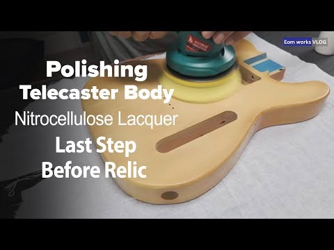 Polishing the Telecaster body with Nitrocellulose Lacquer. (no talk)