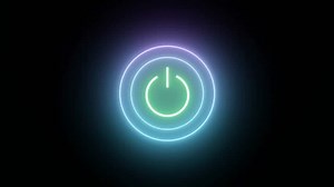 Seamless Loop Cycle Neon Power Start Button Sign Flicker Light Ellipse Symbol