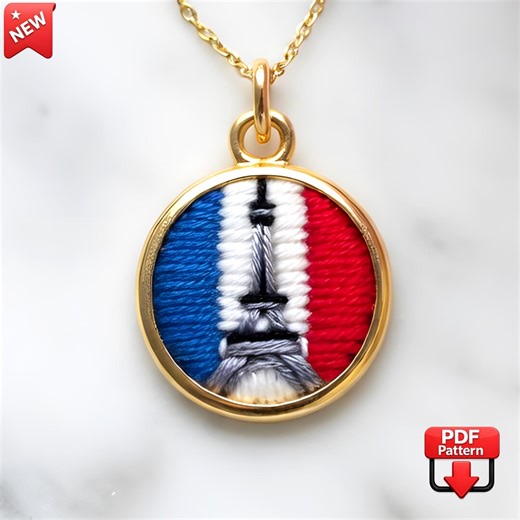 Eiffel Tower Embroidery Pattern (PDF), Mini Embroidery Design, Pendant Jewelry Embroidery, Small Hoop Pattern, Instant Download - Etsy