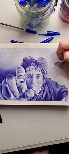 Frodo Kugelschreiberzeichnung - Kunst aus Mittelerde