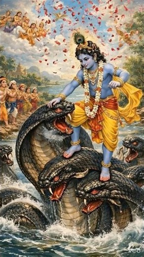 Shri Krishna danced on the hoods of Kaliya Naag.❤️