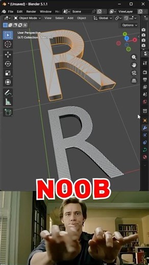 Blender Noob vs PRO: Fix Bad Text Topology with Remesh Modifier! 🚀 - #blender #tutorial #3d #cgi