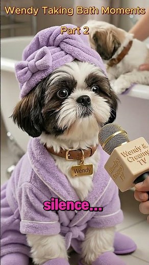 Part2: Wendy watched Creamy take the bath… and now she’s scared 😂🐶