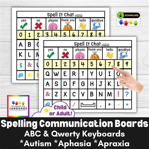 Spell It Chat Communication Boards: AAC, Aphasia, Apraxia (PDF Printable) - Etsy