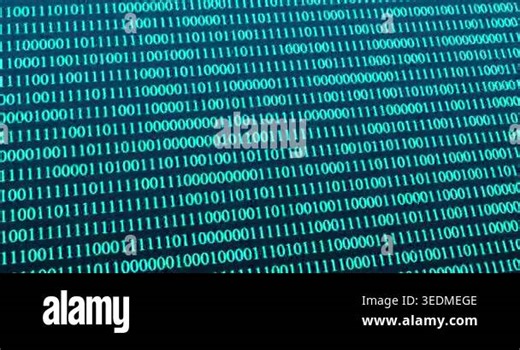 A panning video of a blinking blue binary code technology concept Stock Video Footage - Alamy
