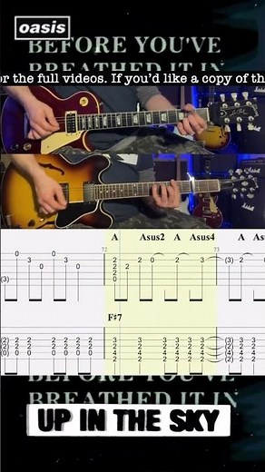 Up In The Sky - Lead & Rhythm - Main Riff - Bonehead - Noel Gallagher - Oasis - Lesson - Rolling Tab