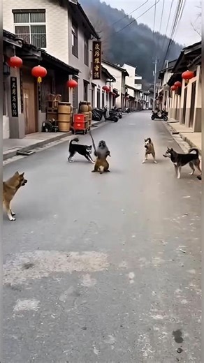 When One Monkey Takes on 4 Dogs!