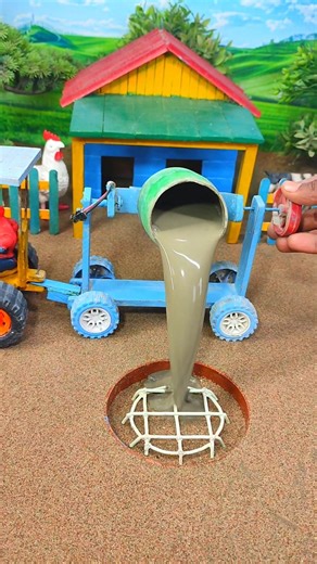 🚜 Mini Tractor Cement Mixer Pillar Footing Making | DIY Construction Project #shorts #youtubeshorts