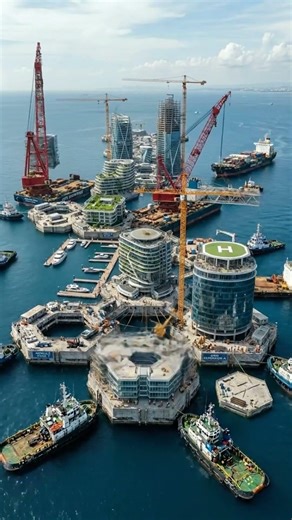 xtreme Engineering: Building an Artificial Island from Scratch 🤯 #shorts