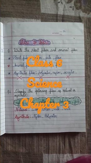 My Science notebook of class 6 chapter 3 Fiber to Fabric