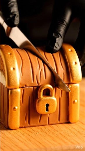 Treasure Chest Cake Satisfying Cut 💰🍰 #shorts