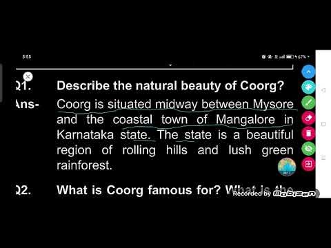Describe the natural beauty of Coorg? || Class 10 English