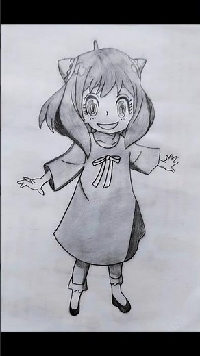 “Cute Anya-style Anime Drawing ✏️💕 | Full Tutorial in Long Video! #animeart #drawing #shorts"