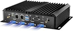 Industrial Mini PC, Fanless Desktop Computer Core i7-5500U 2.4-3.0GHz, Windows 10 Pro, 16G RAM, 1T SSD, 2xNICs, 6xCOM RS232, 4xUSB 3.0, HDMI/VGA Ports, Auto Power On, Full Metal Case