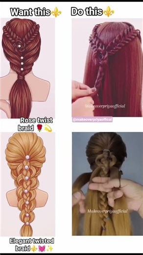 🌹Rose Twist Braid + Elegant Twisted Braid🌟 Easy Cute Hairstyle Tutorial for Girls✨Viral Hair Look