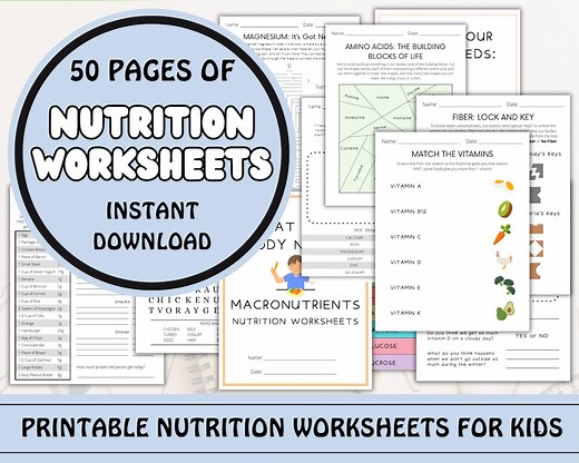 Nutrition Curriculum Bundle | 50 Pages of Nutritional Science Activities for Kids | Printable - Etsy