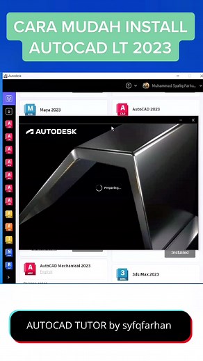 CARA INSTALL AutoCAD LT 2023. Video asal 3min, install Autocad LT 2023 dalam masa 3 min saje. Wow! Cepat tu. #autocad