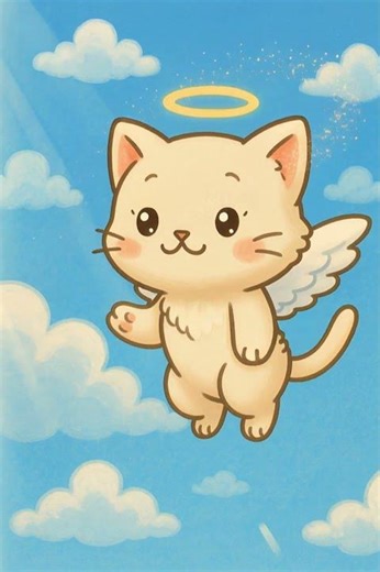 Angel Kitty’s Sky Adventure ☁️✨Flying Cat Magic #AngelCat #CuteShorts #FlyingKitty #WholesomeContent