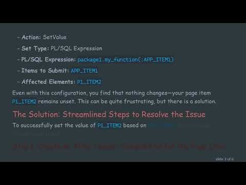 How to Fix Dynamic SetValue Issues in Oracle APEX