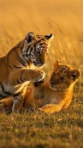 Tiger Cub Meets Lion Cub | Cutest Friendship in the Savannah