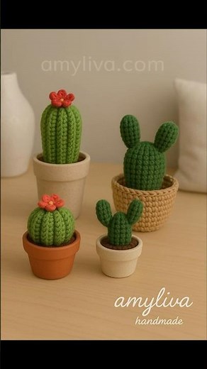 How to Crochet a Mini Cactus |Amigurumi Home Decor Tutorial🌵 #crochetkeychain #crochet #crochettoys