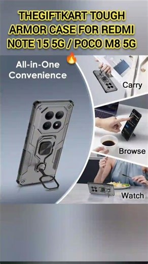 Best ₹360 Tough Armor Case for Redmi Note 15 5G / Poco M8 5G 🔥 Ring Holder + 360° Protection!